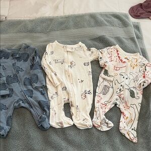 Carter's Blue and Cream Animal Print Footies